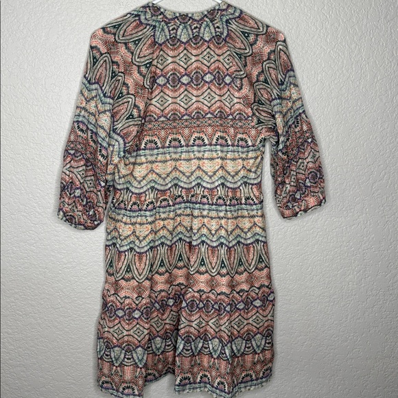 Amanda Uprichard Diego Peasant Boho Geometric Balloon Sleeve Mini Dress Medium - Picture 8 of 8